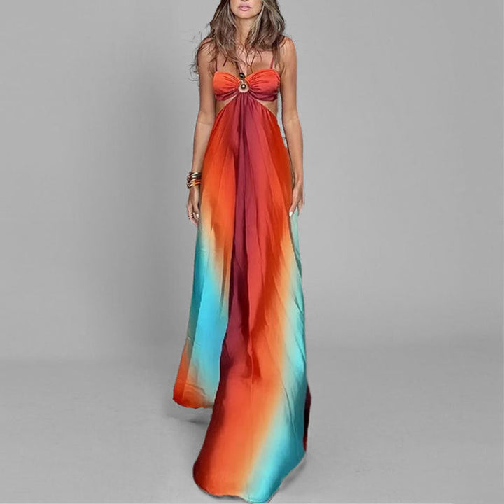 Damen Maxikleid mit innovativem Cut-Out-Design und farbverlaufendem Stoff W&W Mode