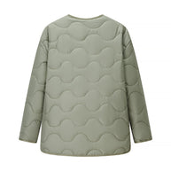 Damen Steppjacke mit Rundhalsausschnitt und Druckknopfverschluss WW