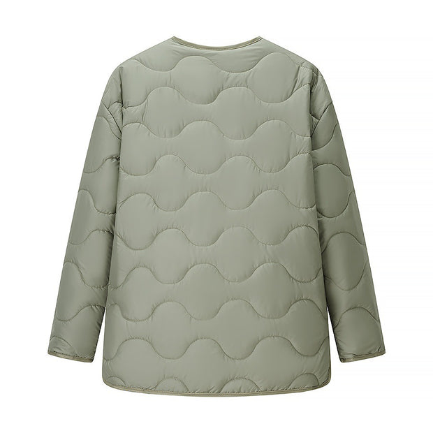 Damen Steppjacke mit Rundhalsausschnitt und Druckknopfverschluss WW