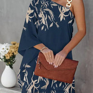 Damen asymmetrisches Modekleid mit floralem Design und elegantem Träger WW
