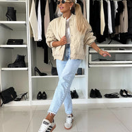 Damen Steppjacke im lässigen Oversized-Schnitt mit Rippstrickdetails WW