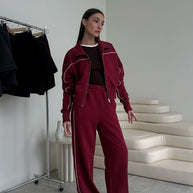 Damen sportliches Freizeitanzug-Set mit stylischem Schnitt und Kontrastnähten WW