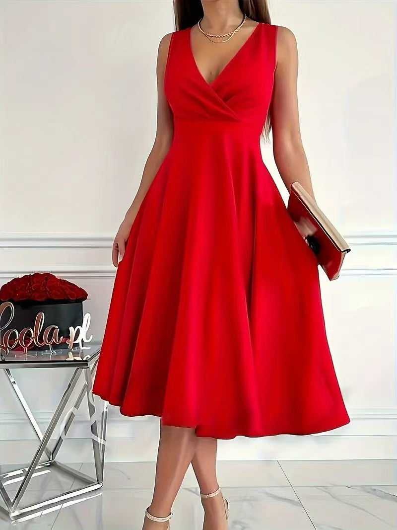 Damen A-Linien-Kleid mit V-Ausschnitt und schmeichelndem Schnitt WW