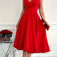 Damen A-Linien-Kleid mit V-Ausschnitt und schmeichelndem Schnitt WW