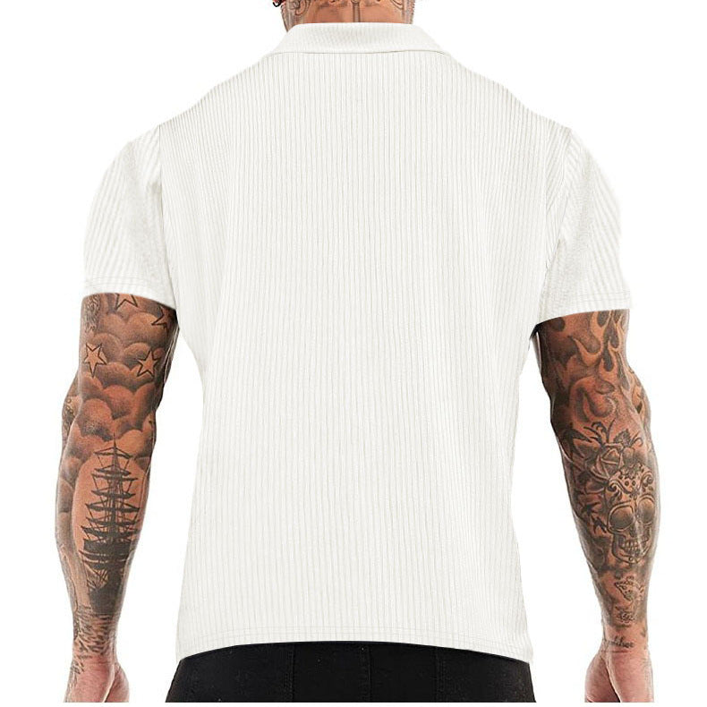 Herren Kurzarm Hemd mit strukturiertem Gewebe und modernem Kragen WW