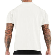 Herren Kurzarm Hemd mit strukturiertem Gewebe und modernem Kragen WW