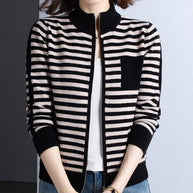 Damen Strickjacke mit Stehkragen und Reißverschluss WW