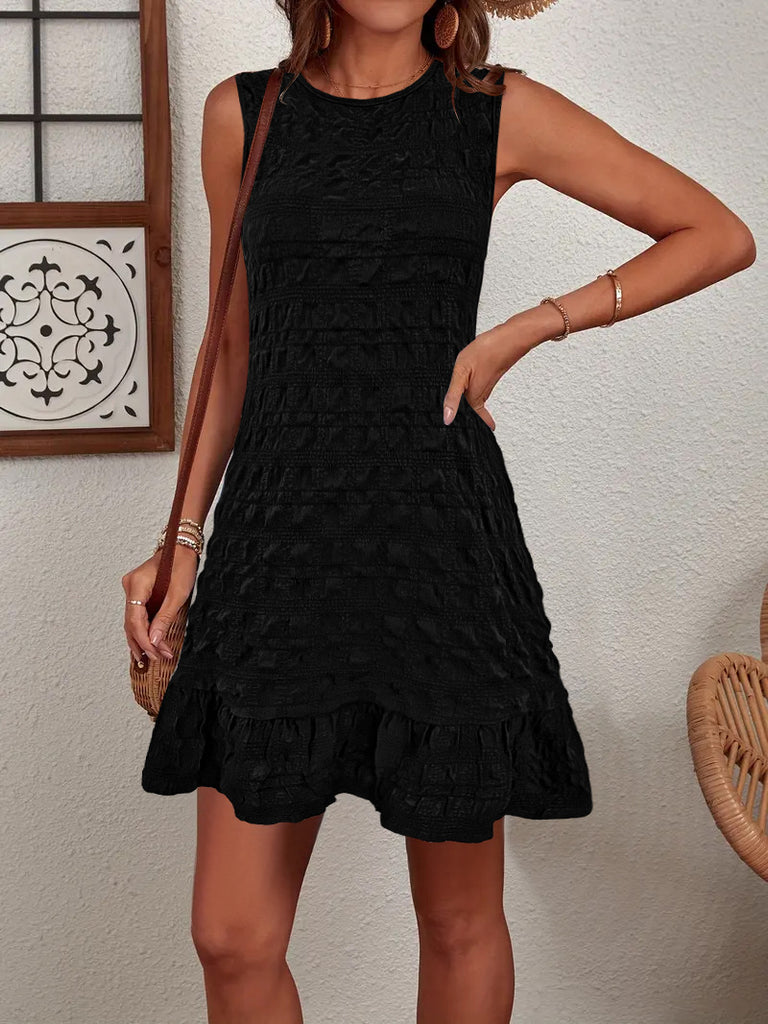 Damen ärmelloses Sommerkleid im strukturierten Design WW