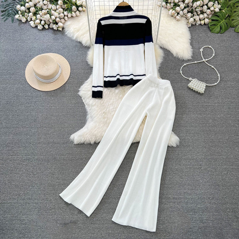 Damen sportliches Cardigan und Schlaghosen-Set WW