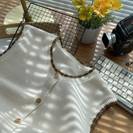 Damen Strickweste mit kontrastierenden Details und Taschen WW