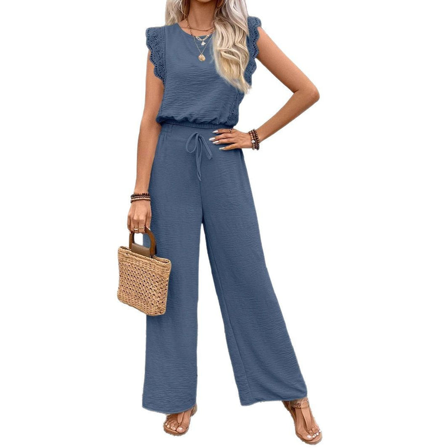 Damen luftiger Jumpsuit mit Rüschendetails und Gummibund WW