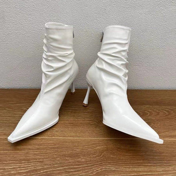 Damen elegante Stiefeletten mit spitzem Zehenbereich und lässigem Schlupfdesign W&W