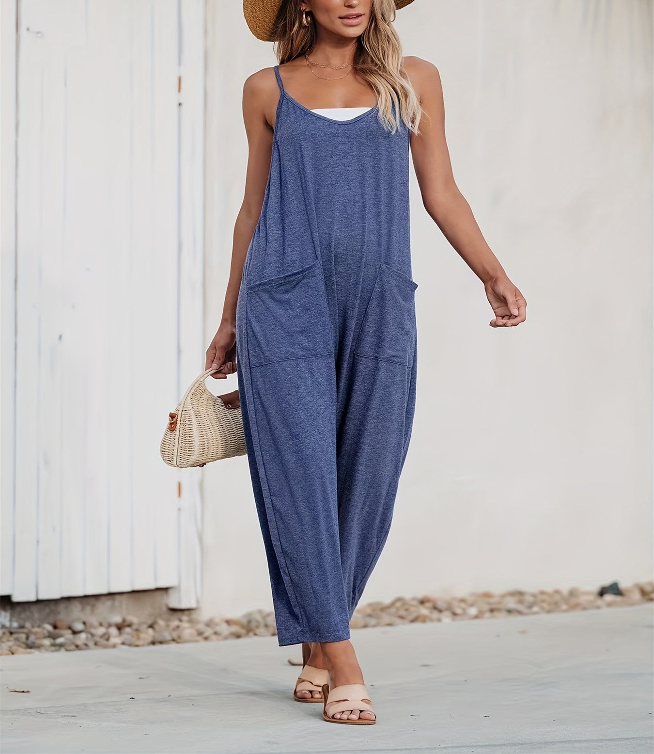 Damen Bequemer Strampelanzug mit Taschen WW