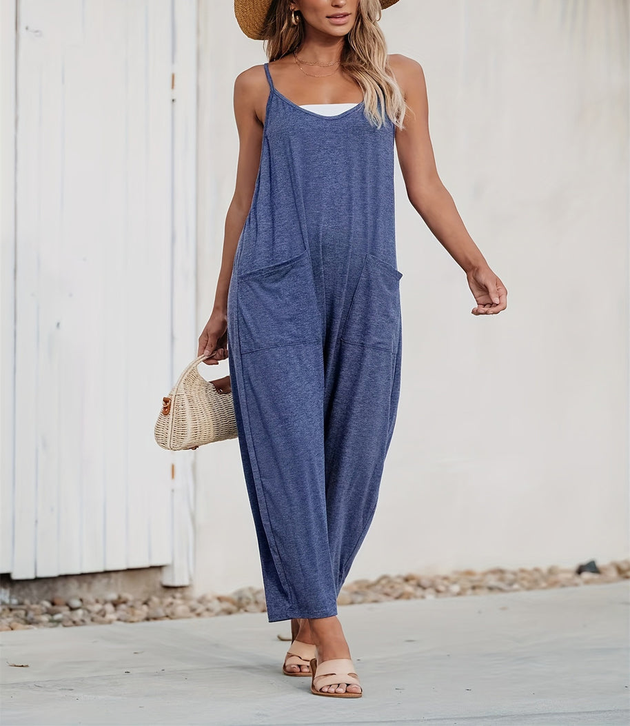 Damen Bequemer Strampelanzug mit Taschen WW