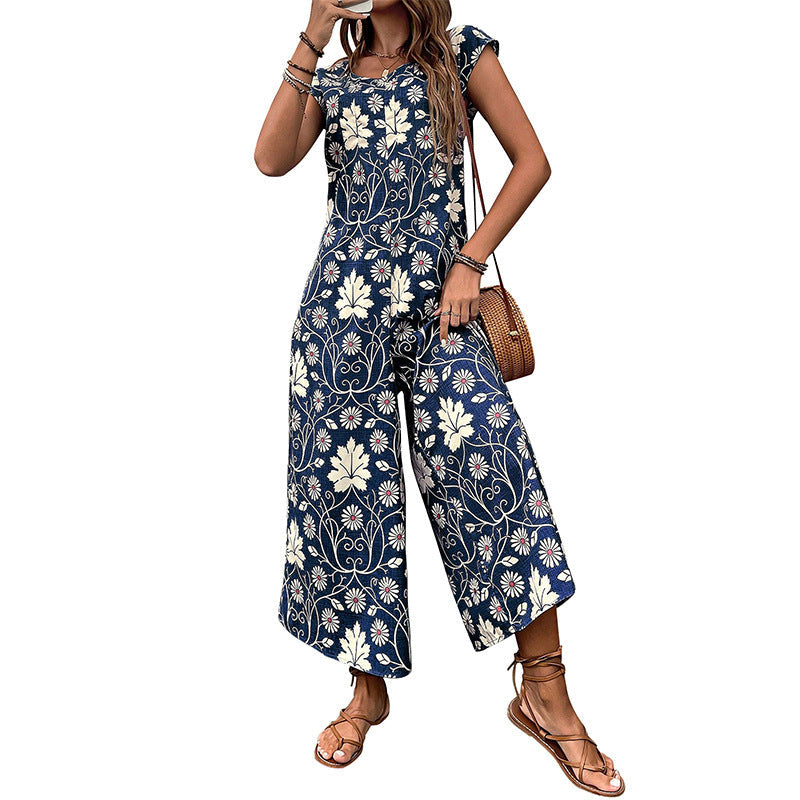 Damen Jumpsuit mit floralem Muster und praktischen Taschen W&W Mode