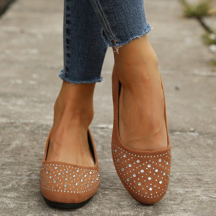 Damen Elegante Ballerinas mit funkelndem Strass-Detail und komfortabler Sohle W&W Mode