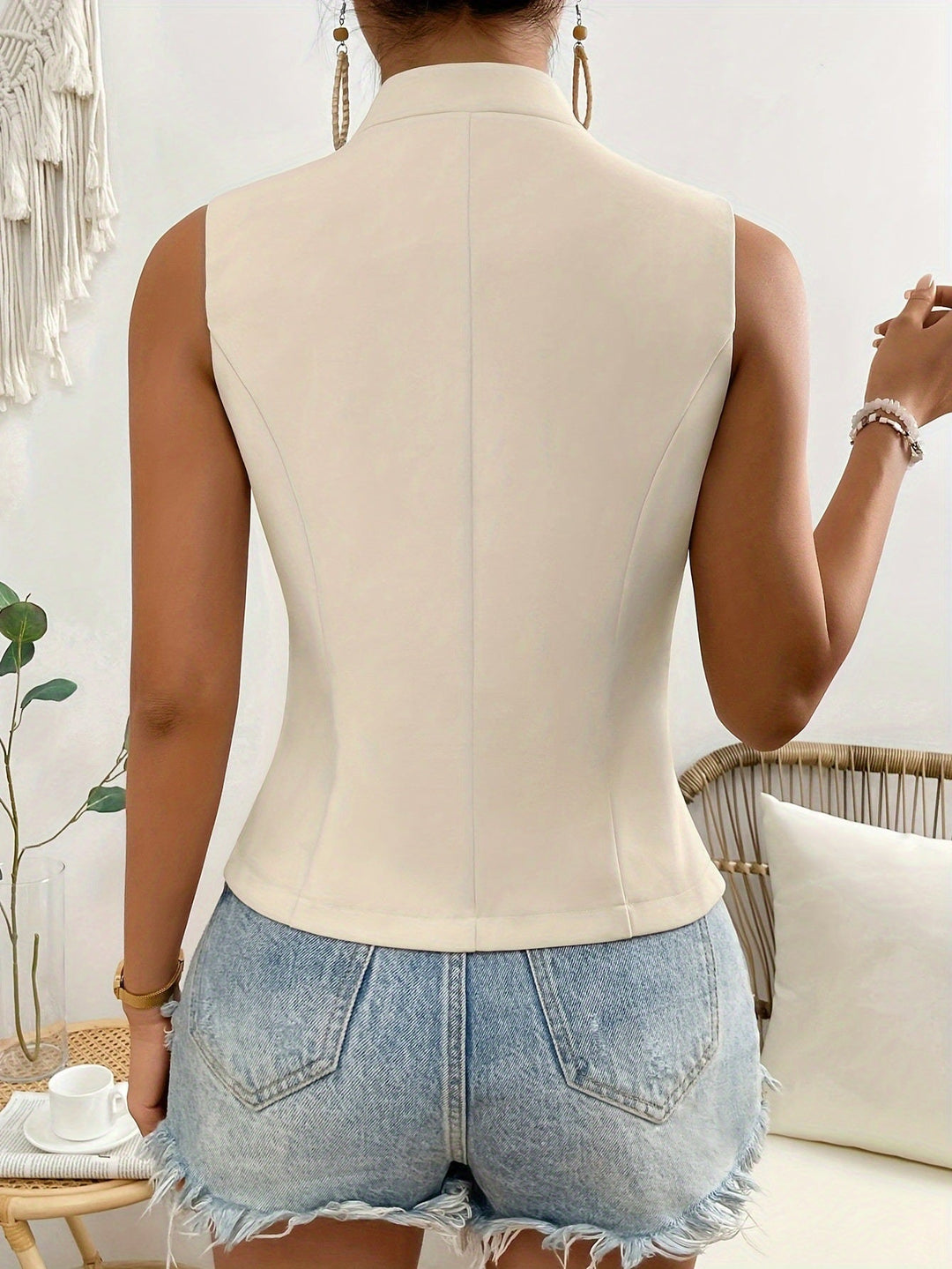 W&W Mode | Ärmelloses Blazer Top Mit Knöpfen Für Damen