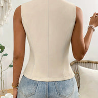 WW | Ärmelloses Blazer Top Mit Knöpfen Für Damen