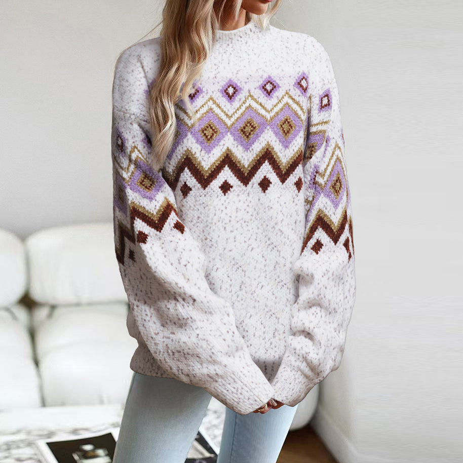 Damen Strickpullover mit geometrischem Muster WW