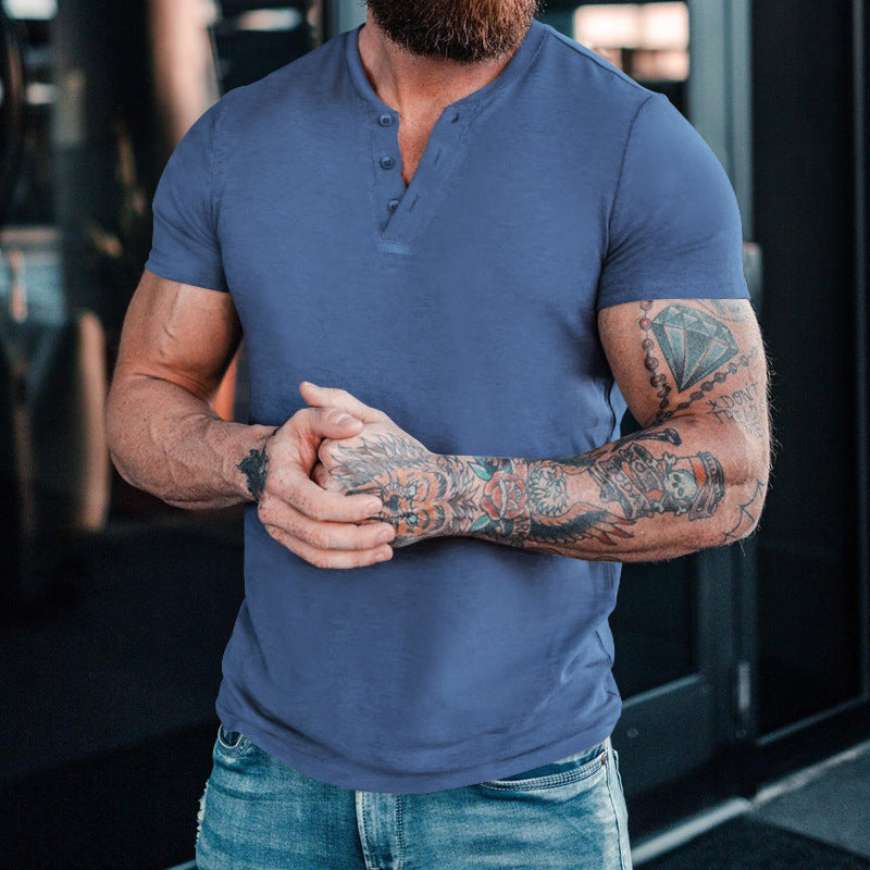 Herren modisches Kurzarmshirt mit klassischem Knopfleisten-Design WW