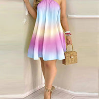 WW | Bedrucktes Cold Shoulder Halter Tie Kleid