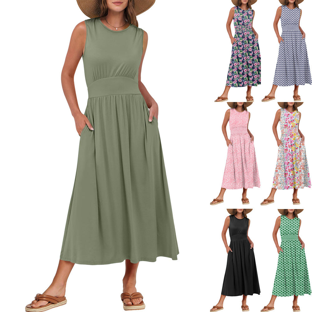 Damen Maxikleid mit floralem Druck und praktischen Taschen WW