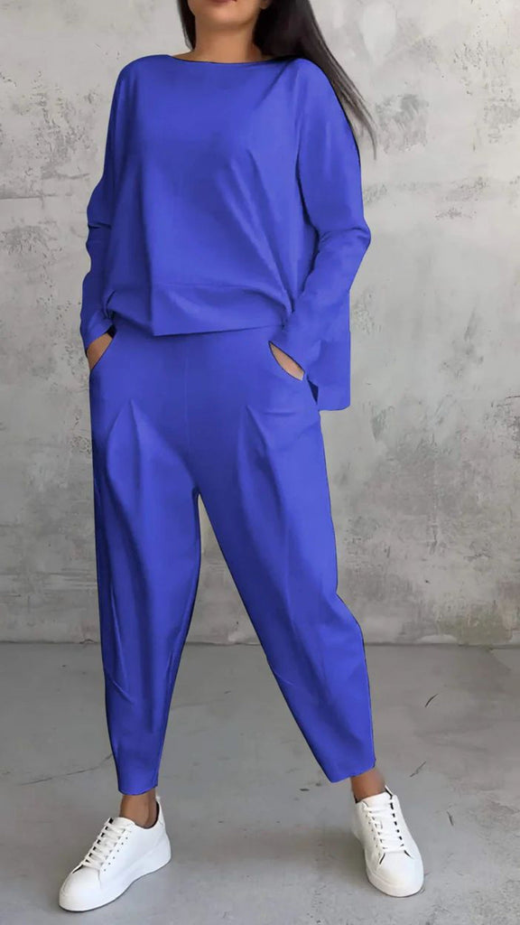 WW | Einfarbiges Slim-Fit Hosenanzug mit Rundhalsausschnitt