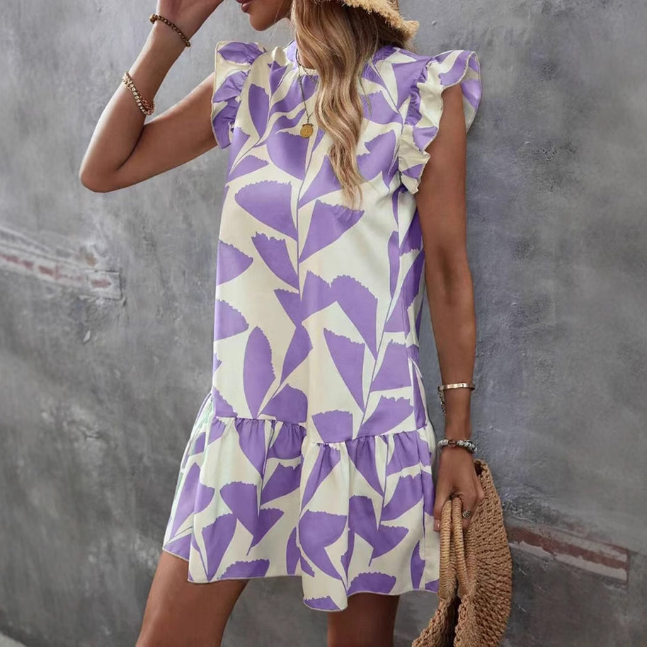 Damen Sommerkleid mit Rüschendetails und floralem Muster WW