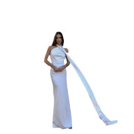 Damen Abendkleid mit asymmetrischem Schnitt und elegantem Stehkragen WW