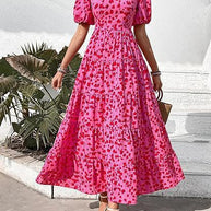Damen Maxikleid mit Rüschendesign und floralem Muster WW