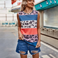 Damen Ärmelloses Oberteil mit farbigem Streifen- und Animal-Print WW