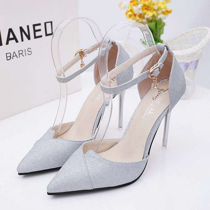 Damen Glitzernde Pumps mit Riemchen W&W Mode