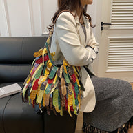 Damen Bunte Fransen Hobo Tasche WW
