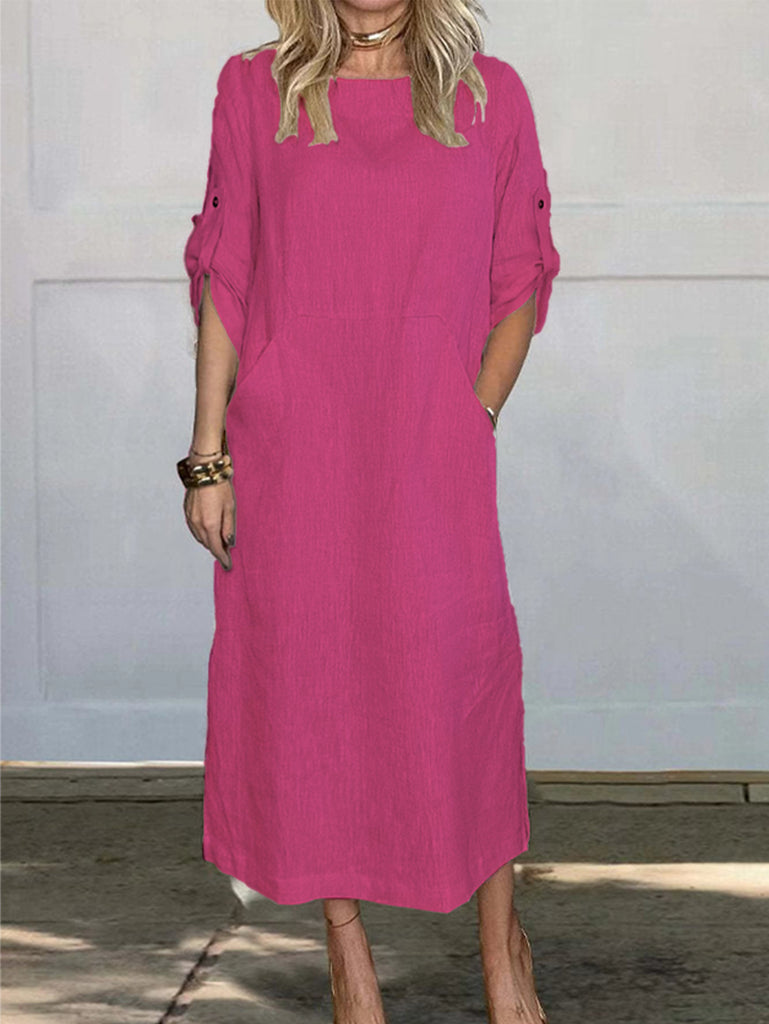 Damen Oversize Kleid mit praktischen Seitentaschen und modernen Knopfdetails WW