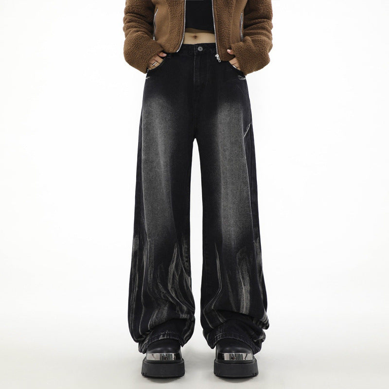 Damen Weite Denim-Hose im modernen Design mit einzigartigen Details WW
