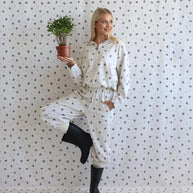 Damen Sportlicher Freizeitanzug mit floralem Muster und hohem Kragen WW