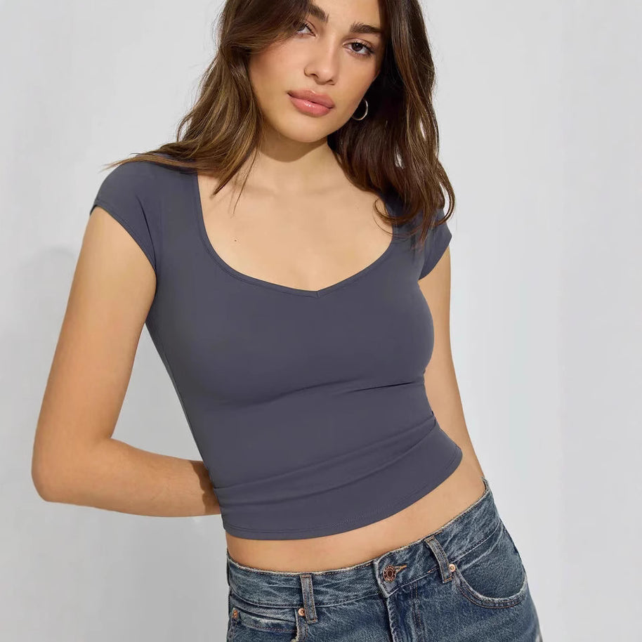 Damen figurbetontes Basic T-Shirt WW