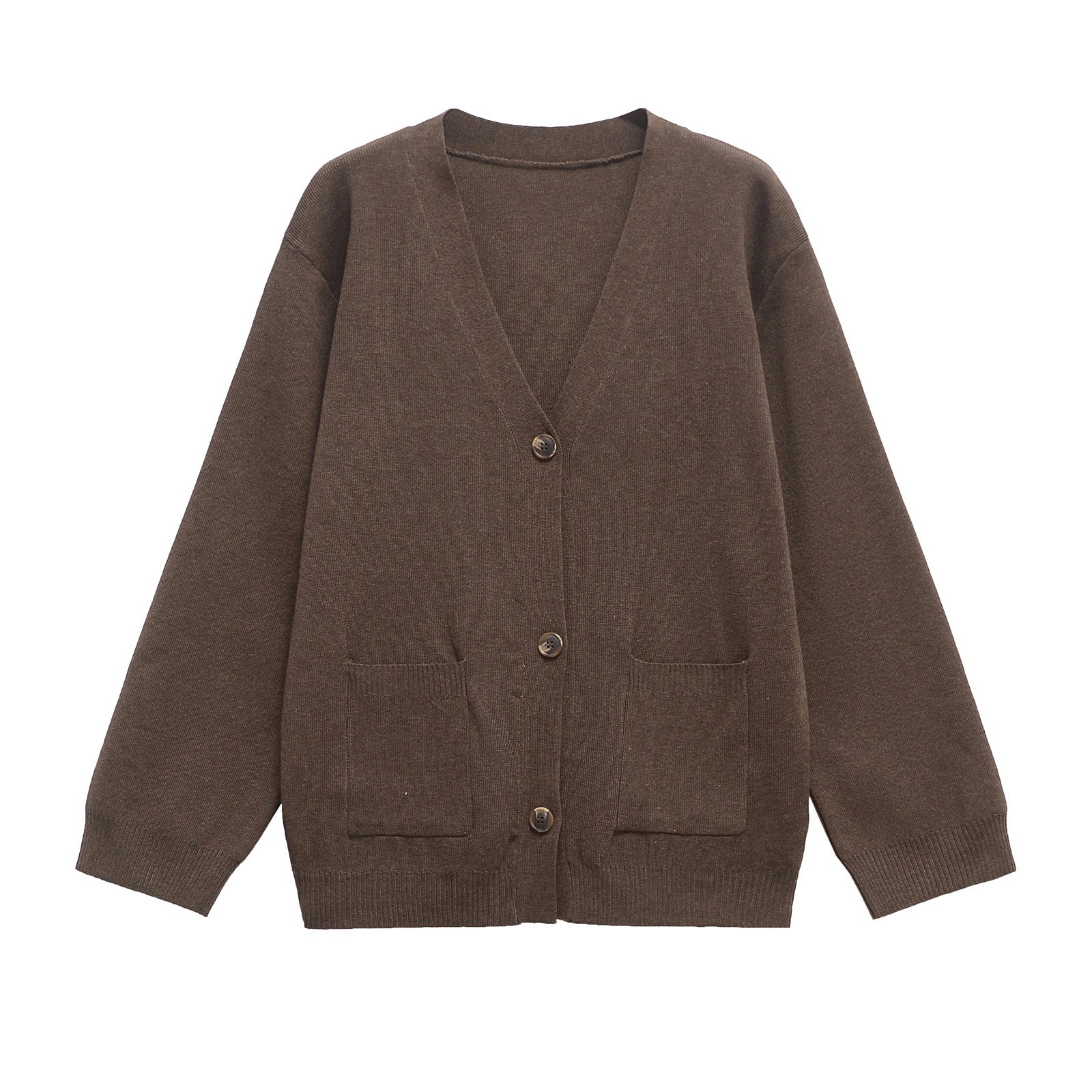 Damen Strickjacke mit tiefem V-Ausschnitt und praktischen Taschen WW
