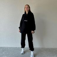 Damen bequemer Hoodie mit weitem Schnitt und praktischen Kängurutaschen WW