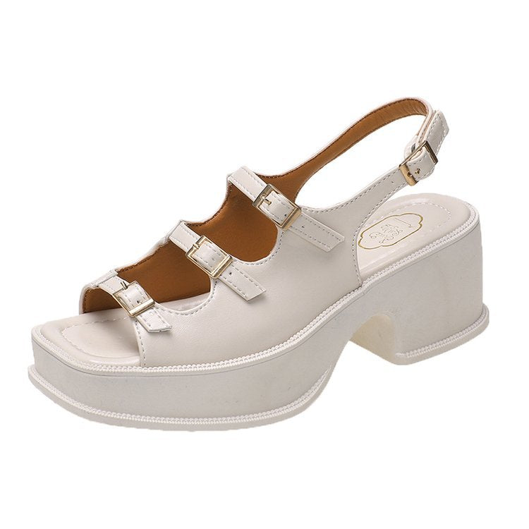 Damen Plateau-Sandalen mit verstellbaren Riemen und modischem Blockabsatz W&W Mode