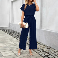 Damen Jumpsuit mit weitem Bein und Taillengürtel WW