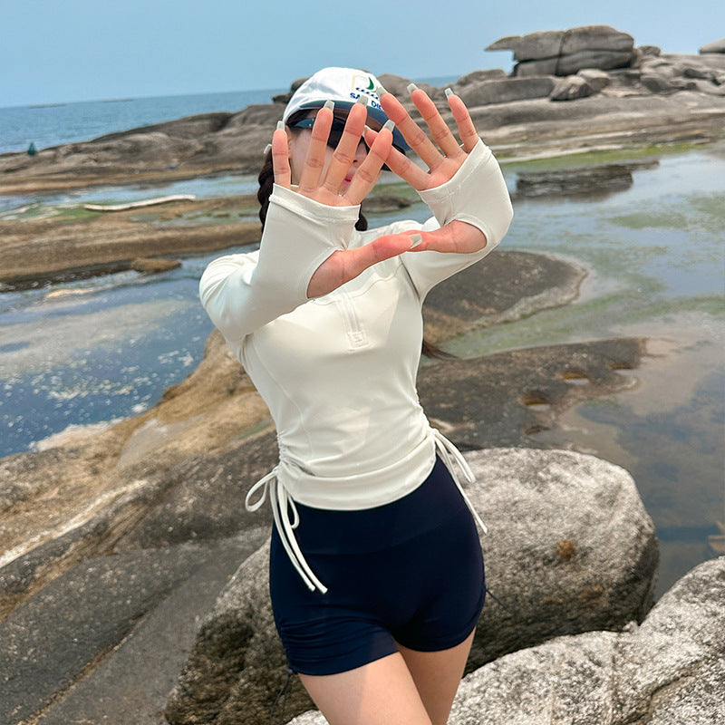 Femme Langarm Reißverschluss Rash Guard Set WW