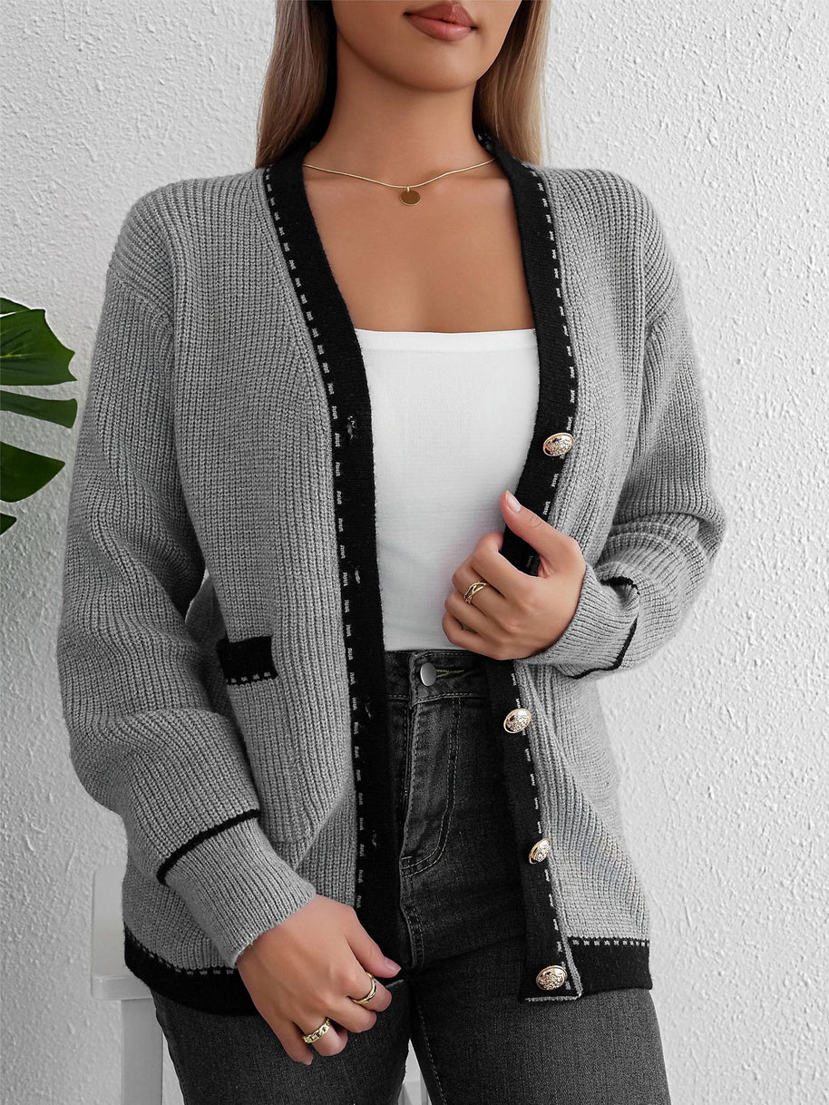 Damen Strickjacke mit dekorativen Knöpfen und feinem Strukturdesign WW
