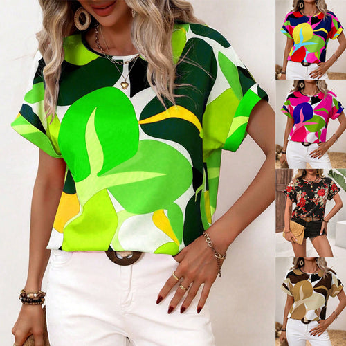 Damen lässiges Blusentop mit modernem botanischem Druck und lockerer Passform WW