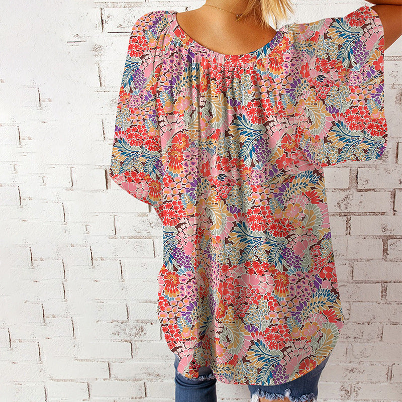 Damen Bluse mit floralem Design und lockerem Schnitt WW