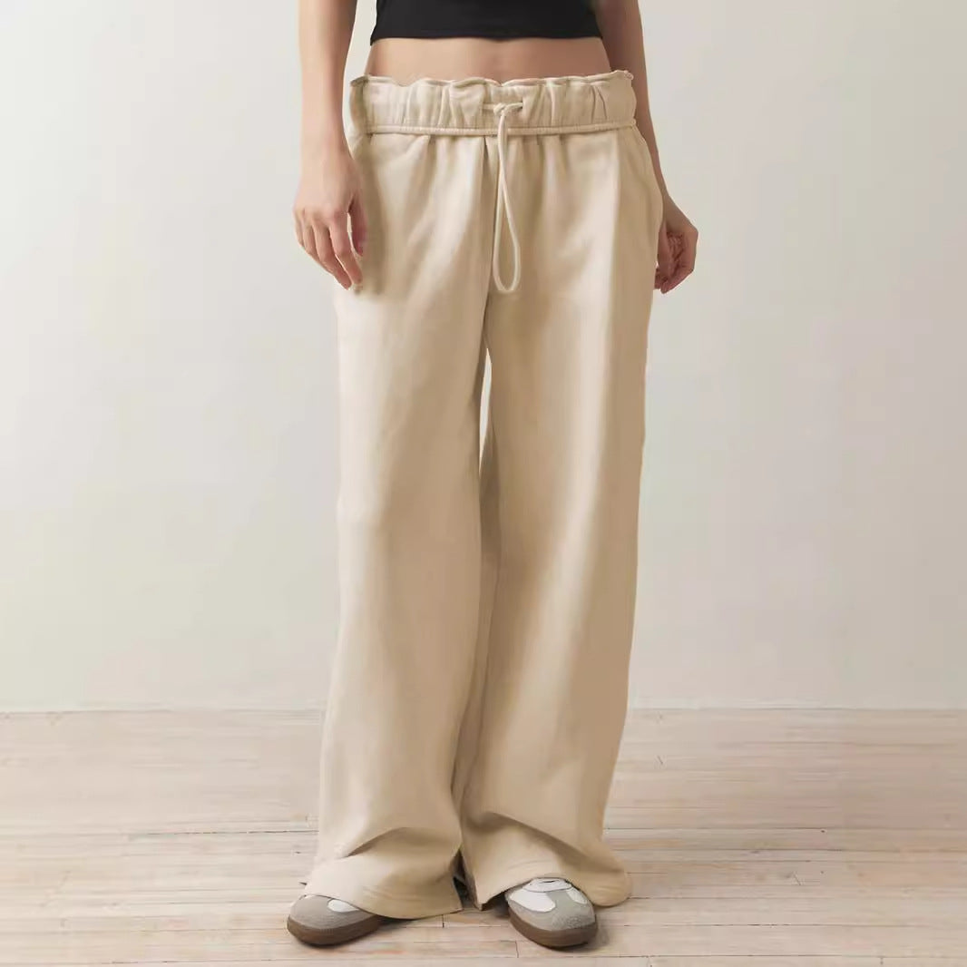 Damen weite Freizeit-Hose mit elastischem Bund und Kordelzug WW
