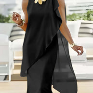 Damen asymmetrisches Chiffonkleid mit raffiniertem Rüschendetail WW