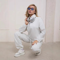 Damen Sportliches Loungewear-Set mit halbem Reißverschluss und elastischem Bund WW