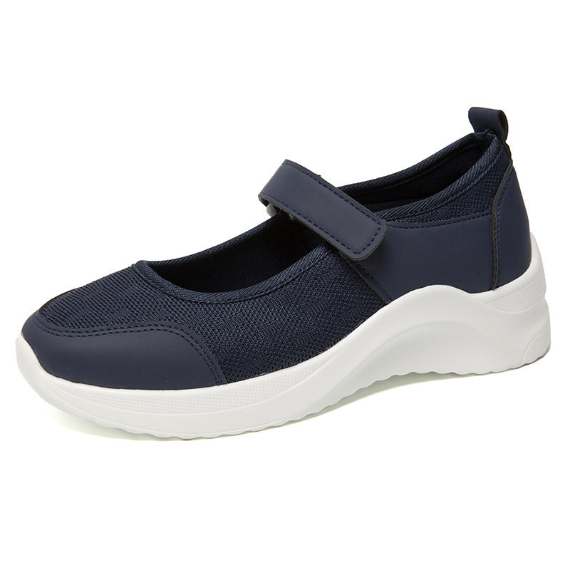 Damen bequeme Mary Jane Schuhe mit Klettverschluss und atmungsaktiver Obermaterial WW