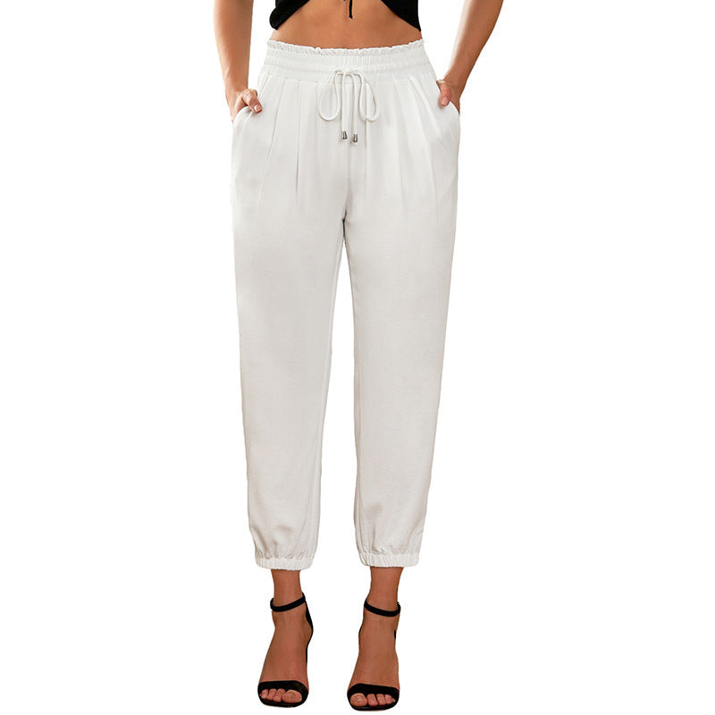 Damen lässige Freizeithose mit elastischem Bund und praktischen Taschen W&W Mode